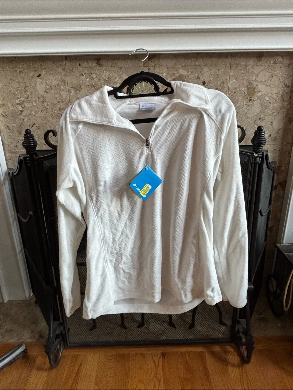 NWT Columbia Sportswear White Chevron Textured Full Zip / Quarter Zip size XL